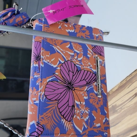 BETSEY JOHNSON ORANGE n PURPLE BUTTERFLY BOW BETSEY JOHNSON CROSSBODY/WALLET - Picture 5 of 8